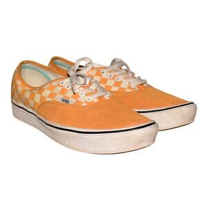 VANS‎ $80 Comfy Cush Orange Checker Suede Classic Skate Shoe M 9 / W 10.5